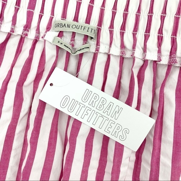 NWT Urban Outfitters Pink Striped Crinkle Cotton Mini Skirt - Picture 5 of 9